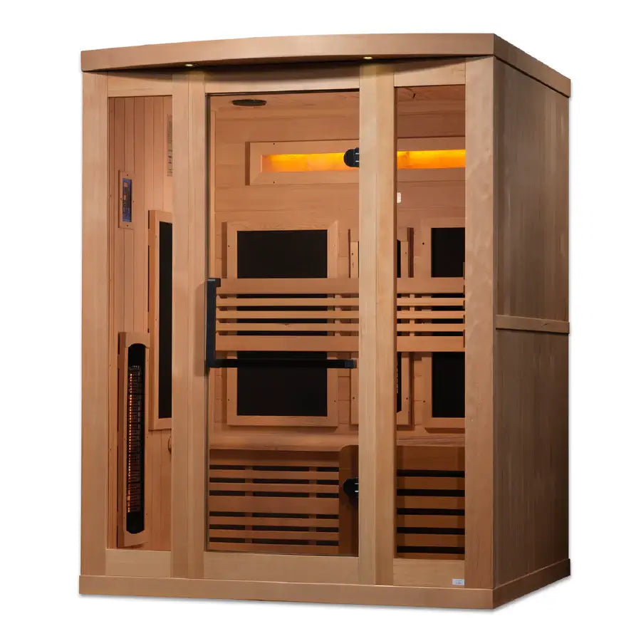 Golden Designs 3-Person Full Spectrum PureTech™ Near Zero EMF FAR Infrared Sauna with Himalayan Salt Bar product image