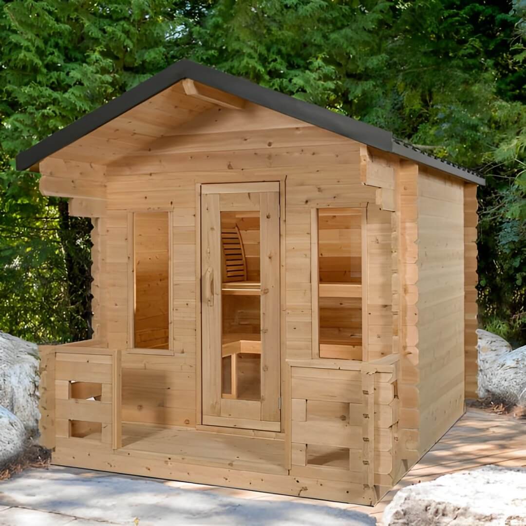 Dundalk Leisurecraft Georgian Cabin 2-6 Person Outdoor Sauna w/ Porch product image