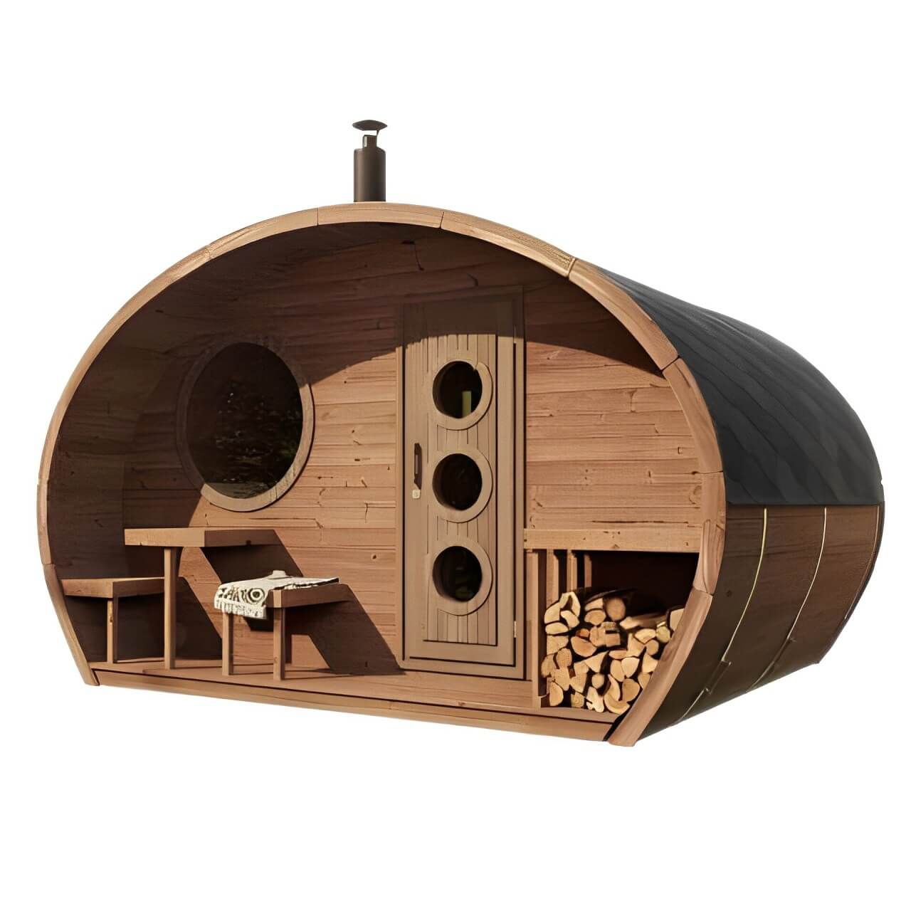 SaunaLife G11 8-Person Outdoor Cabin Sauna w/ Changing Room & Porch product image