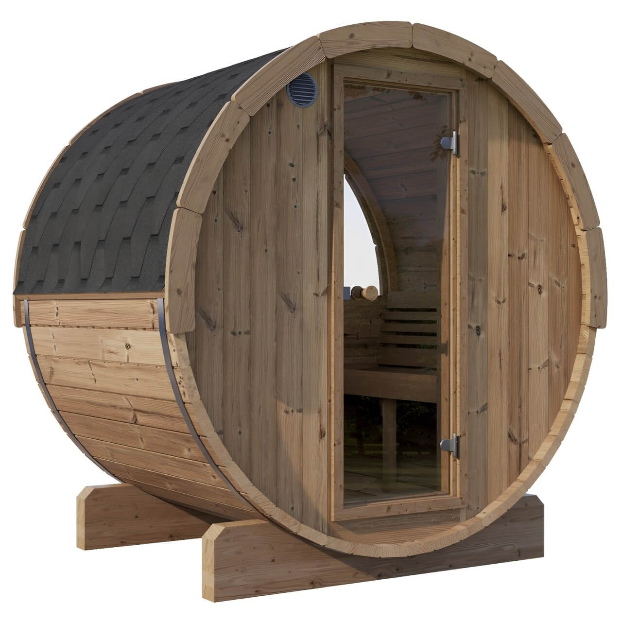SaunaLife E6W 3-Person Barrel Sauna w/ Panoramic Window, 59"x81" product image