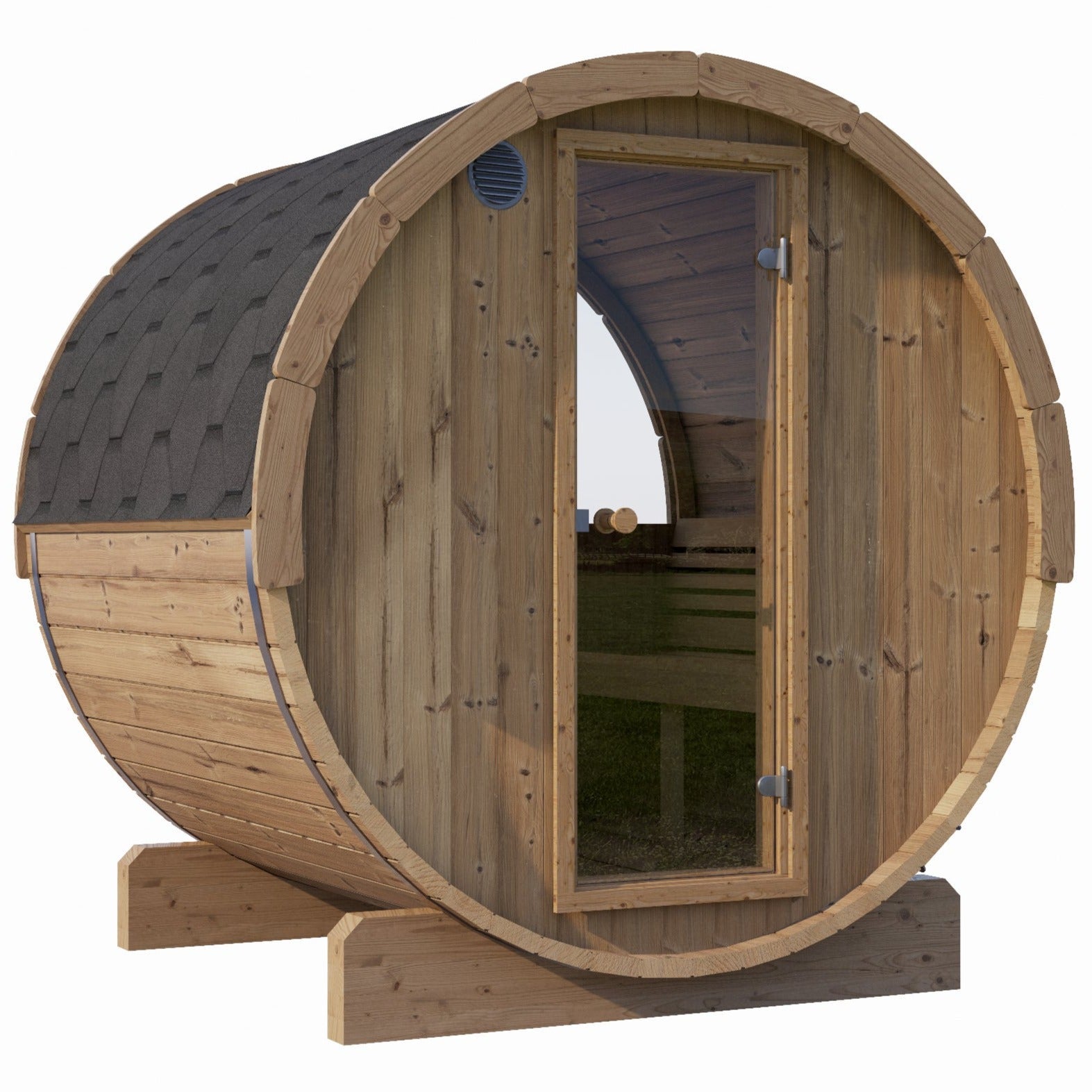 SaunaLife E7W 4-Person Barrel Sauna w/ Panoramic Window, 71"x81" product image